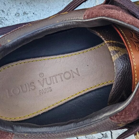 Louis Vuitton Men Shoes Brown LV Logo Lace Up Sneaker Made Italy Size 9UK 10US - Picture 12 of 13